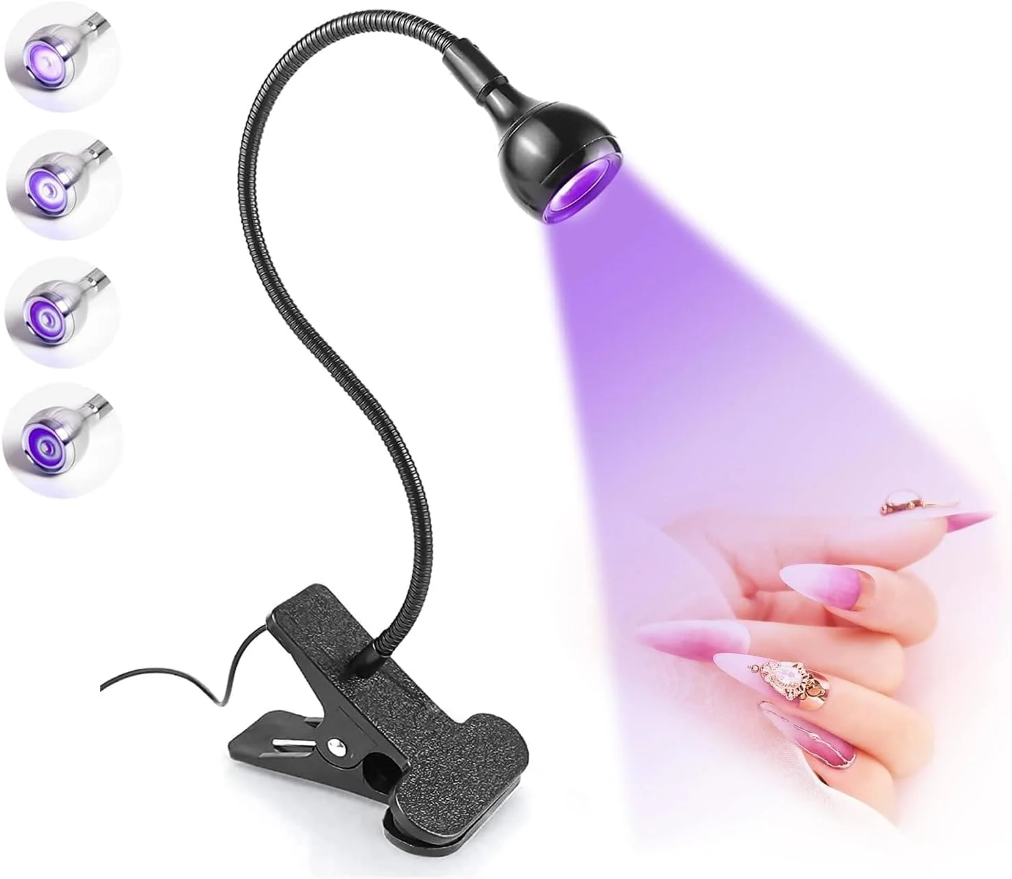 دستگاه خشک کن لاک ژل ناخن LED UV، مشکی، حرفه ای با 4 تنظیمات تایمر، مناسب برای مانیکور با کیفیت سالن در خانه، خشک کن قابل حمل ناخن برای ناخن های ژلی DIY