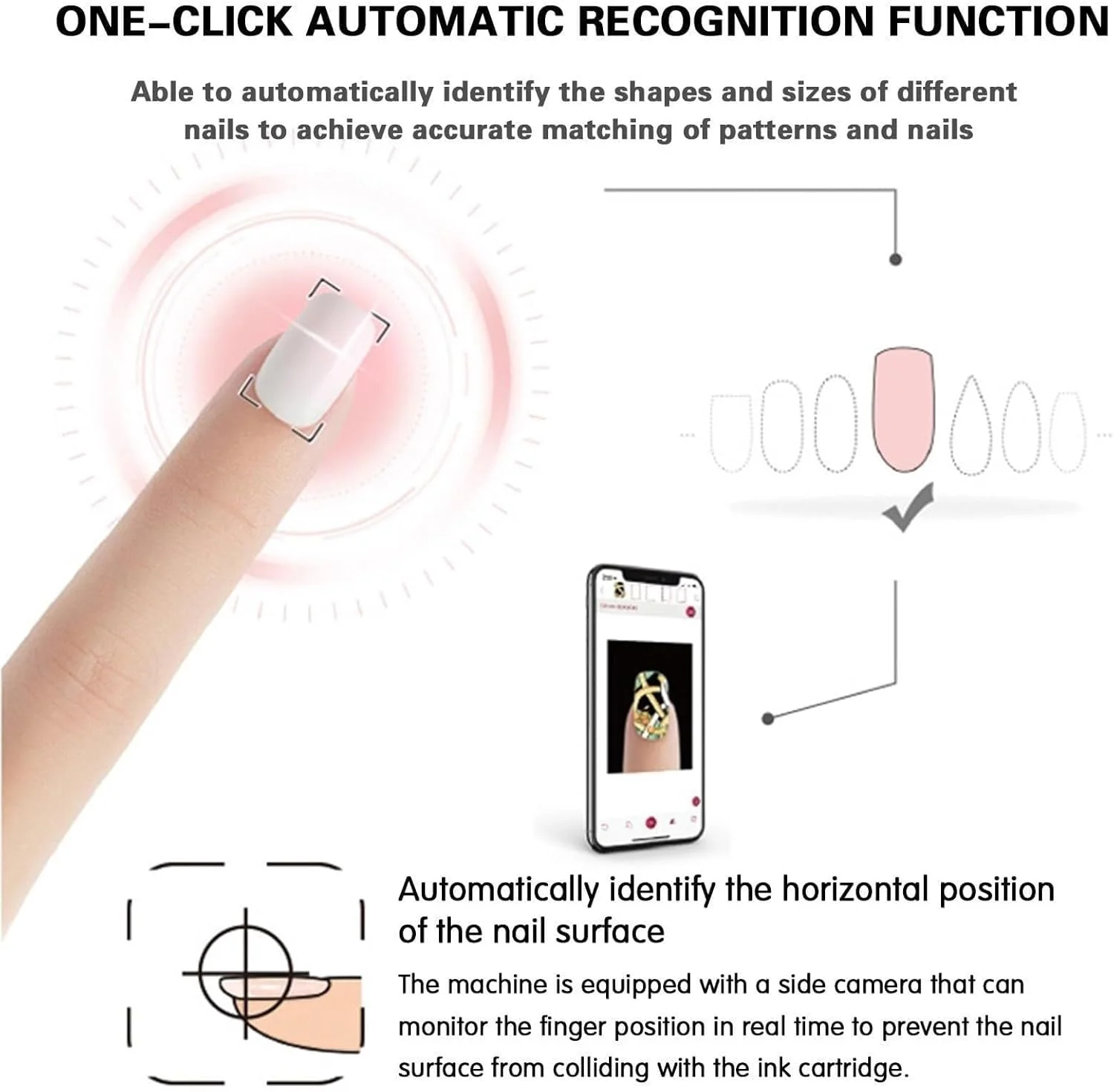 دستگاه چاپ طرح ناخن، قابل حمل، دستگاه طراحی ناخن با کیفیت بالا، کنترل با تلفن همراه، مناسب برای علاقه‌مندان به ناخن