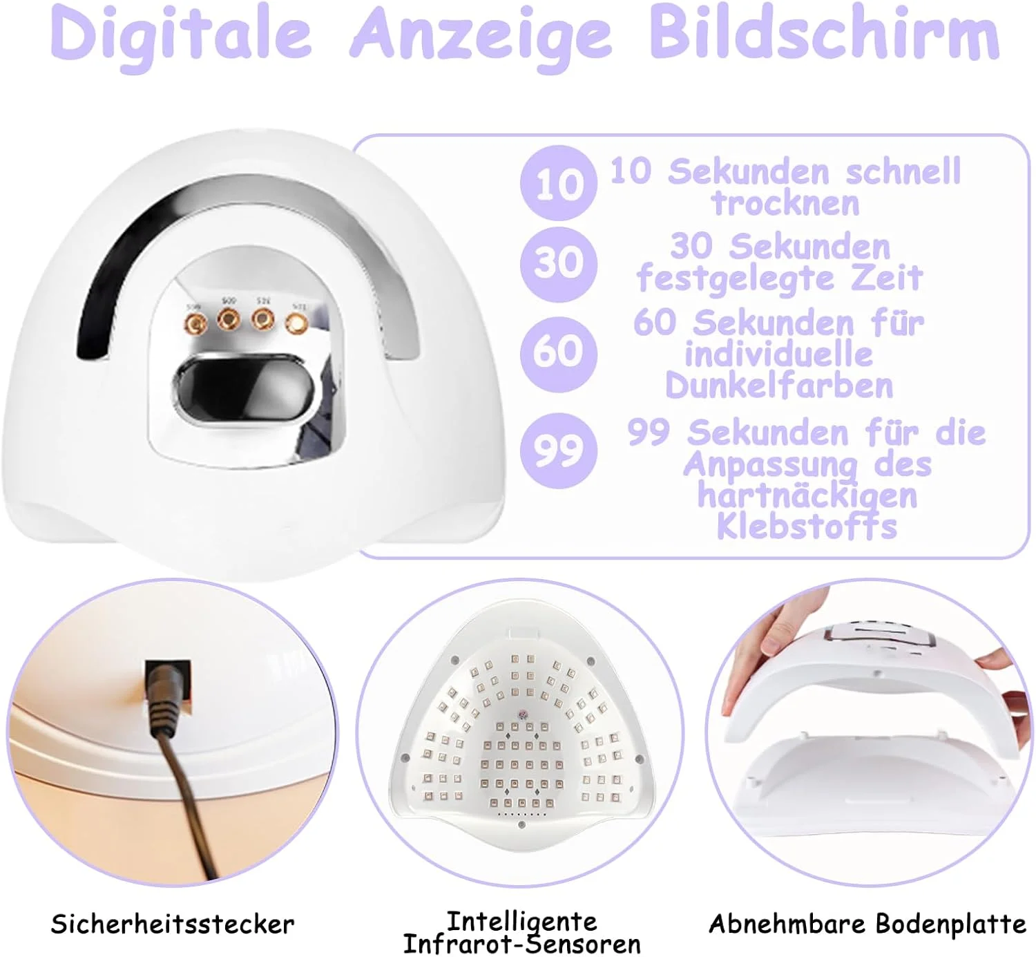 لامپ ناخن UV 380 وات، دارای 4 تایمر و نمایشگر LCD، لامپ UV ژل ناخن، 81 مهره لامپ، خشک کن سریع ناخن با حسگر خودکار، مناسب برای همه لامپ های ناخن، برای مانیکور، منزل و سالن