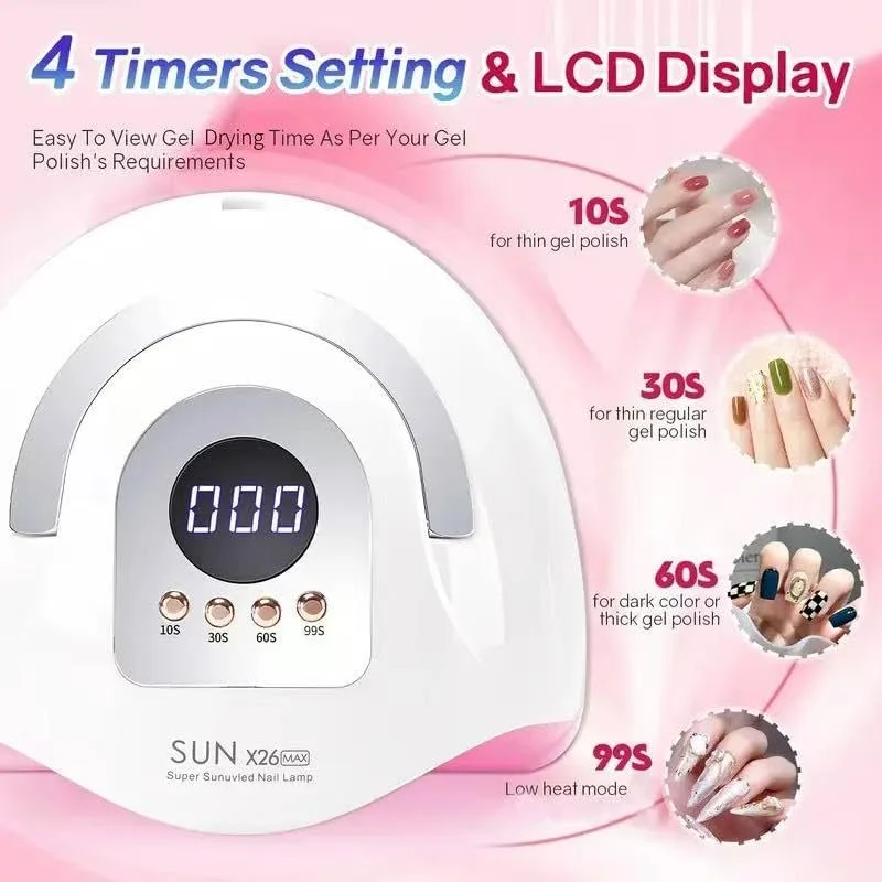 دستگاه خشک کن لاک ناخن UV LED اوسیا 150 وات، دستگاه خشک کن لاک ژل، چراغ ناخن ژلی با 45 مهره نوری، چراغ LED ناخن برای ناخن های ژلی با سنسور اتوماتیک و 4 تایمر