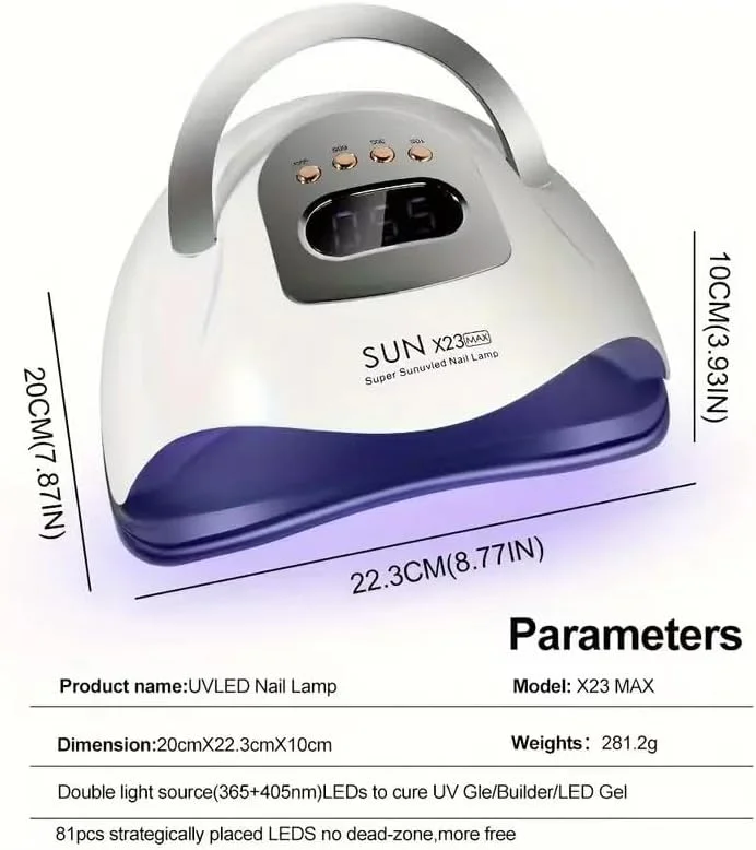 دستگاه خشک کن لاک ژل حرفه ای OSYA، مدل SUN X23 MAX UV LED مناسب برای سالن های مانیکور حرفه ای، لاک، خشک کردن، مانیکور، پدیکور، ابزار هنری، سفید