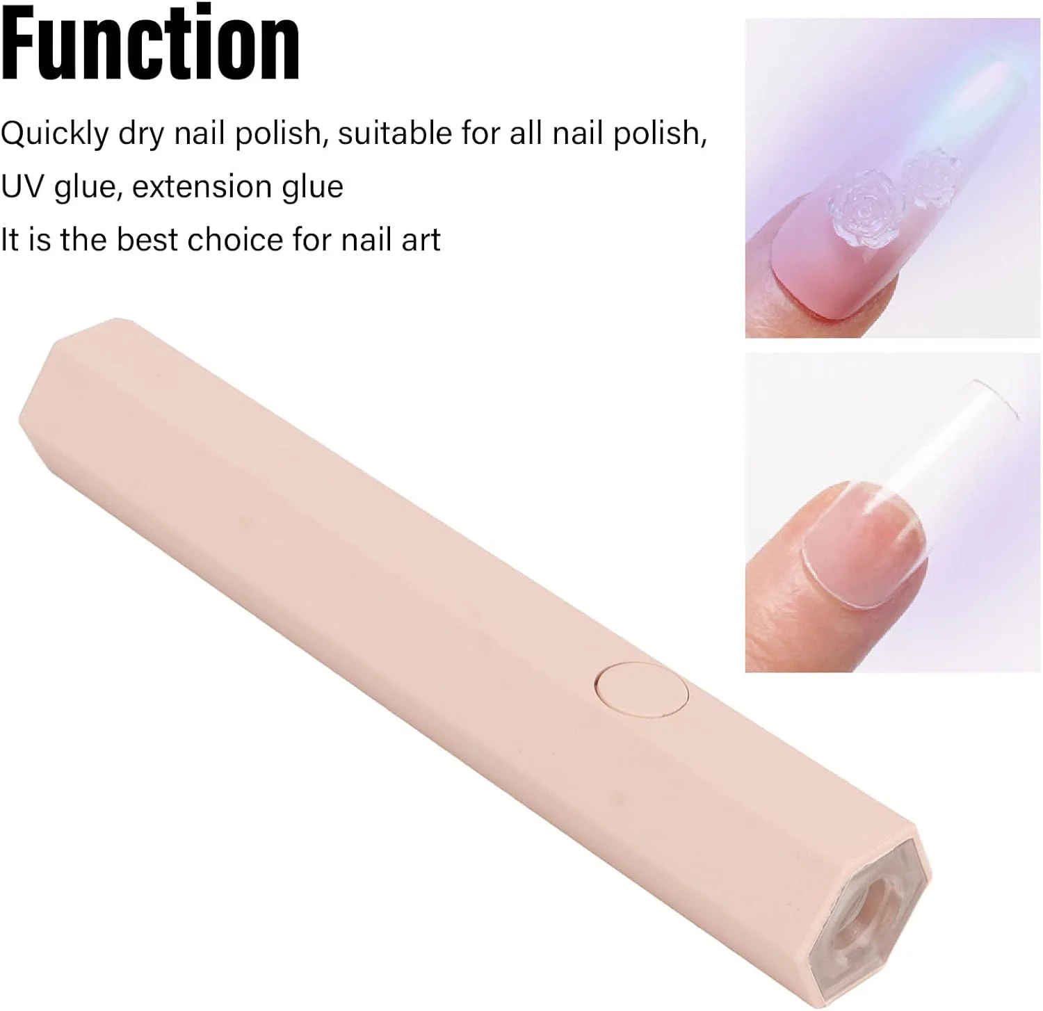 چراغ ناخن دستی، مینی خشک کن ناخن USB زیبا 1 عدد برای خانه (صورتی)