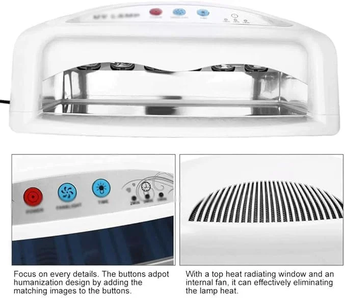 دستگاه لاک خشک کن حرفه ای UV LED، دستگاه مانیکور فوتوتراپی 54 وات، طراحی دو دستی، سفید