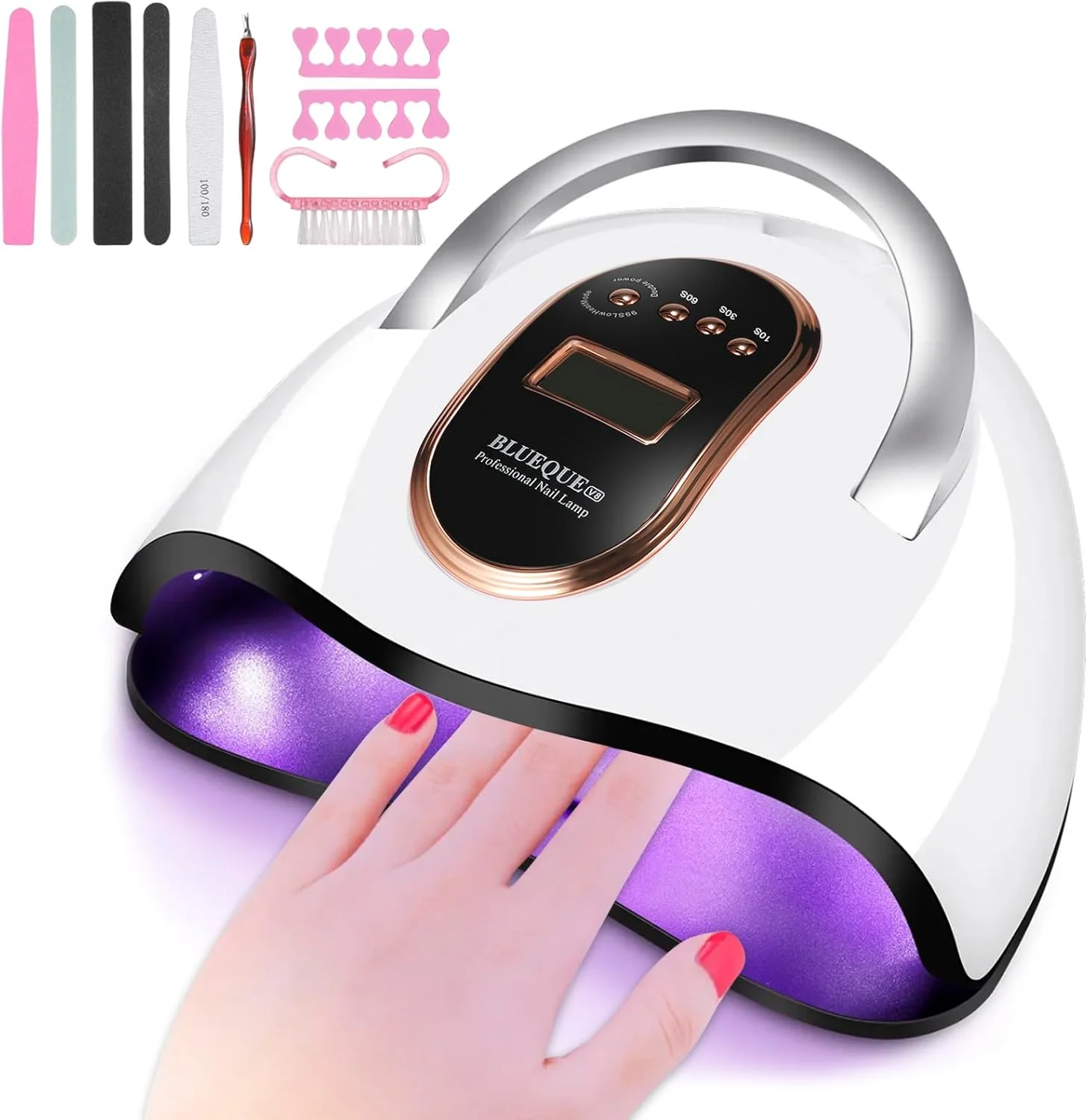 دستگاه خشک کن لاک ژل ناخن LED UV 168 وات با 4 تنظیم تایمر، دسته قابل حمل، مناسب برای خشک کردن ناخن های دست و پا، ابزار هنری سالن دستگاه خشک کن لاک ژل ناخن LED UV 168 وات با 4 تنظیم تایمر، دسته قابل حمل، مناسب برای خشک کردن ناخن های دست و پا، ابزار هنری سالن