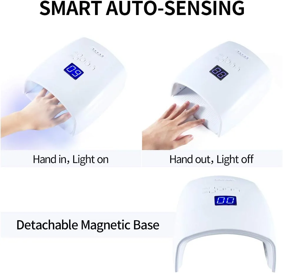 دستگاه خشک کن لاک ژل ناخن LED UV شارژی، دستگاه حرفه ای و بی سیم با سنسور اتوماتیک، دارای 5 تایمر مختلف، مناسب برای سالن و منزل