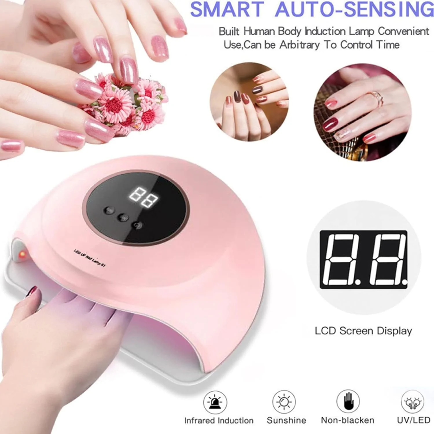 دستگاه خشک کن لاک ناخن UV LED، 36 وات، خشک کن سریعتر لاک ژل حرفه ای برای ناخن های دست و پا، دستگاه پولیش ژل ناخن با 2 تنظیم تایمر (A)