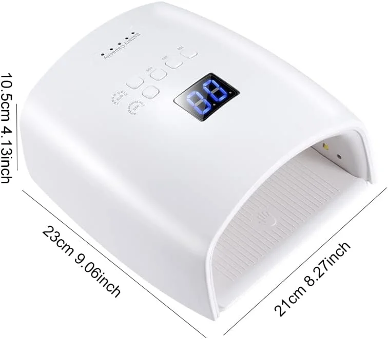 دستگاه خشک کن ناخن ال ای دی یو وی 48 وات شارژی، چراغ های ژلی حرفه ای، سنسور اتوماتیک برای مانیکور، ابزار هنری خانگی و سالن - سفید