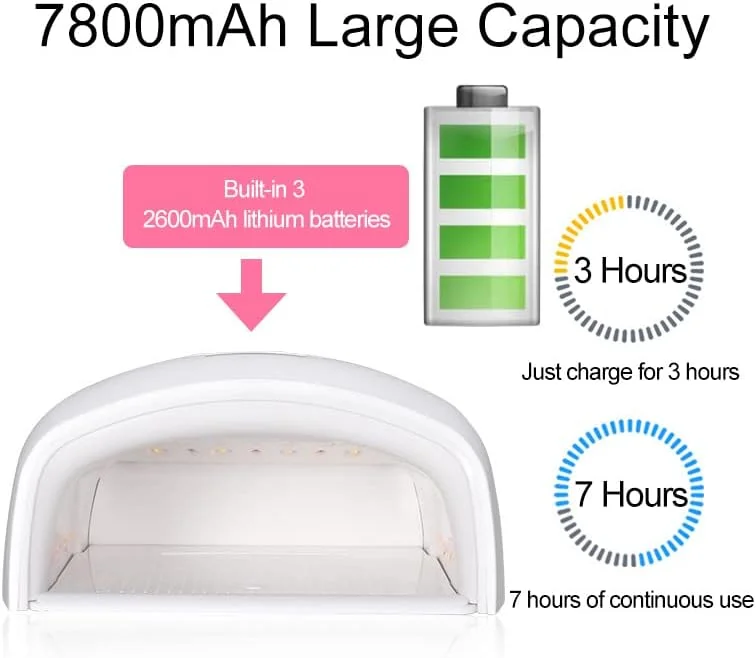 دستگاه خشک کن ناخن ال ای دی یو وی 48 وات شارژی، چراغ های ژلی حرفه ای، سنسور اتوماتیک برای مانیکور، ابزار هنری خانگی و سالن - سفید