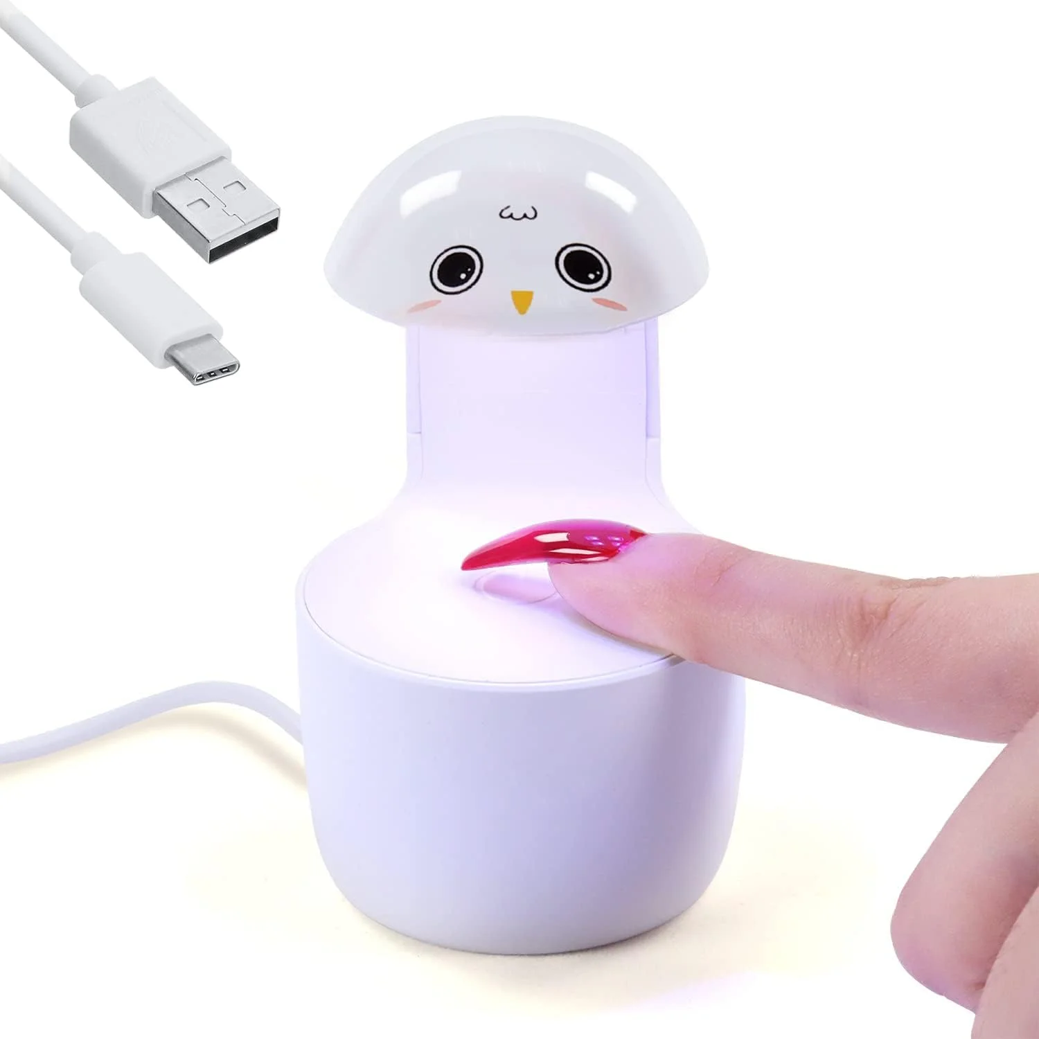 دستگاه خشک کن ناخن، مینی لامپ UV LED ناخن با منبع تغذیه USB، نور UV قابل حمل، لامپ کیورینگ UV کارتونی زیبا برای زنان و دختران، مناسب برای طراحی ناخن در خانه، سالن و مانیکور DIY