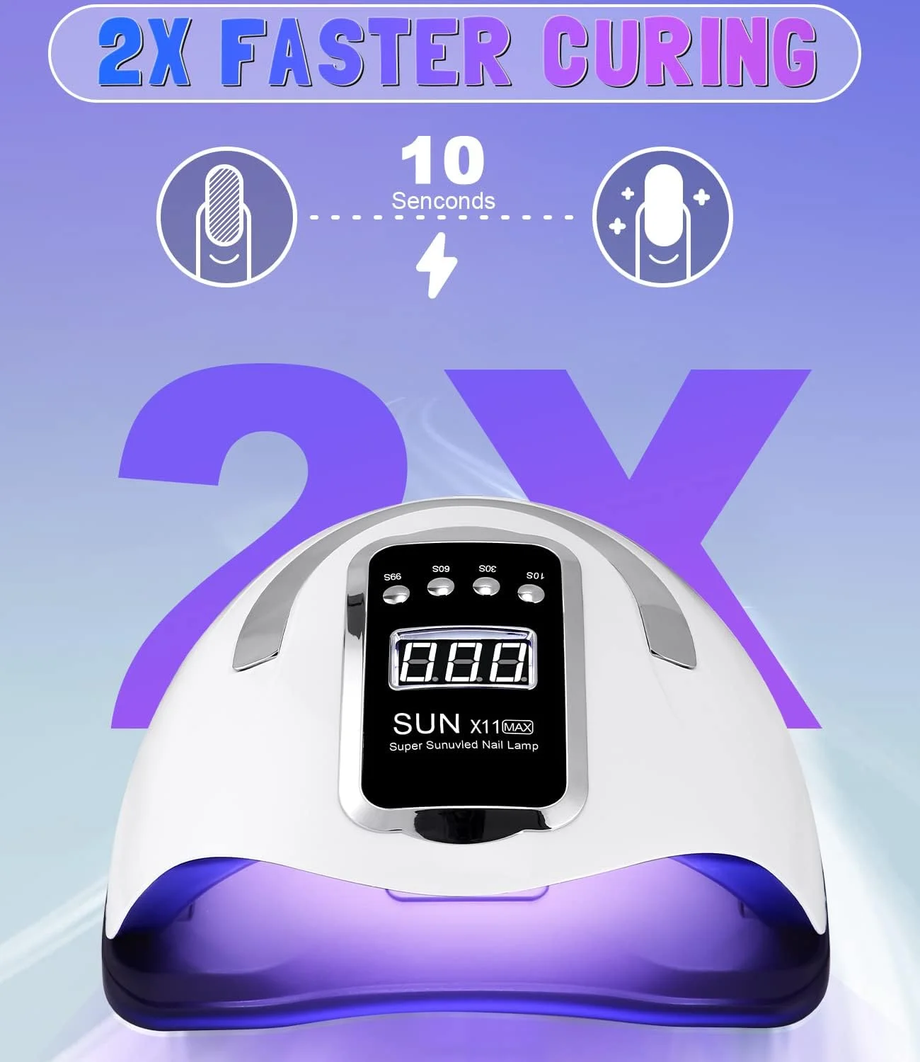 دستگاه خشک کن لاک ناخن UV LED زاویه، 280 وات، 66 لامپ، خشک کن سریع حرفه ای، پخت لاک ژل با 4 تایمر و صفحه نمایش LCD برای مانیکور/پدیکور و طراحی ناخن در خانه
