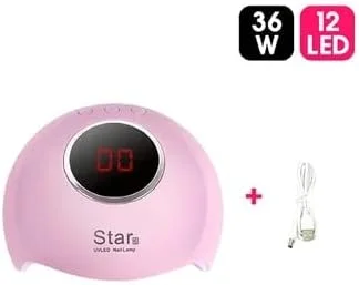 دستگاه خشک کن لاک ناخن LED یو وی ORiTi با 12 لامپ ال ای دی 36 وات، صفحه نمایش LCD و پورت USB کوچک - صورتی