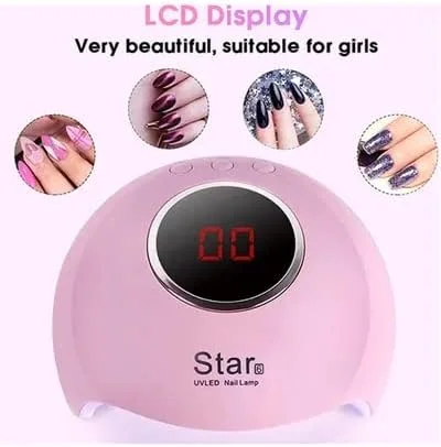 دستگاه خشک کن لاک ناخن LED یو وی ORiTi با 12 لامپ ال ای دی 36 وات، صفحه نمایش LCD و پورت USB کوچک - صورتی