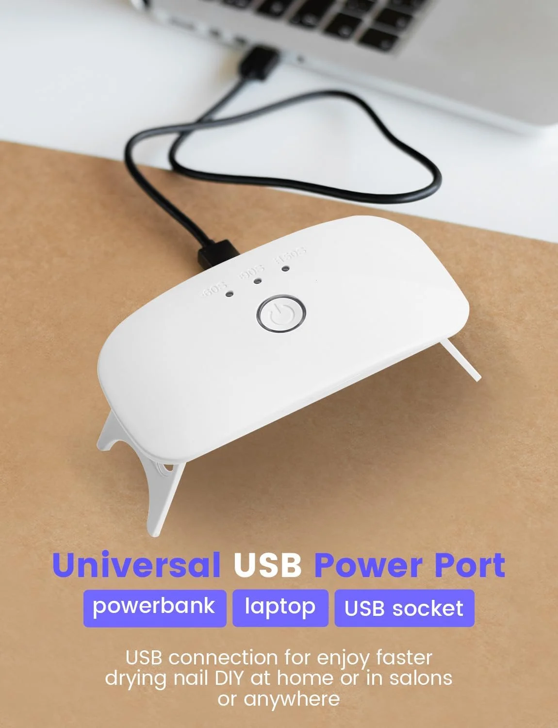 چراغ UV LED کوچک برای ناخن، خشک کن ناخن برای انواع لاک ژل با کابل USB