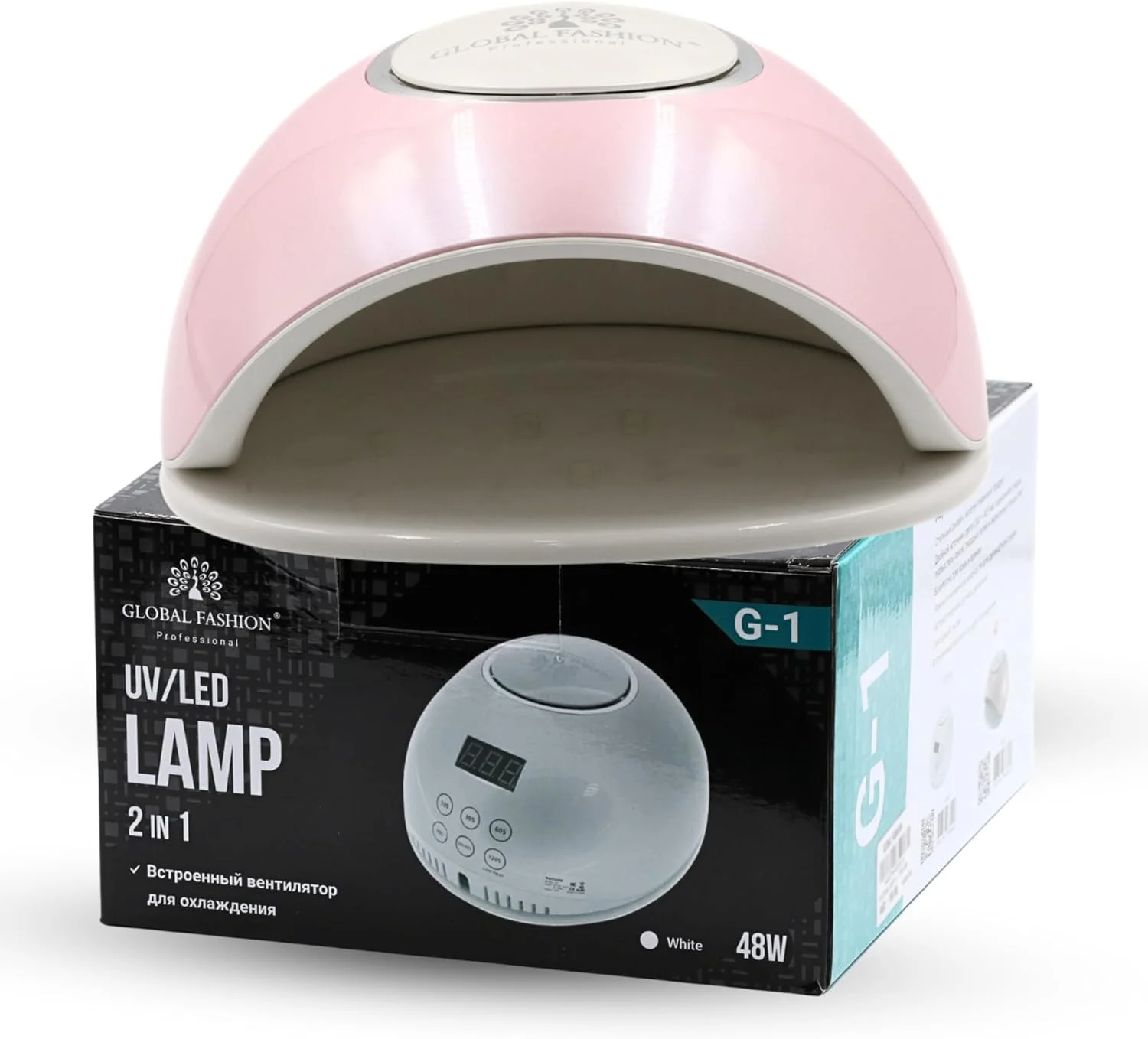 دستگاه خشک کن لاک ژل ناخن UV/LED دو کاره بی سیم گلوبال فشن، خشک کردن سریع 30 ثانیه ای، 3 تنظیمات تایمر، سبک وزن، ملایم روی پوست، استفاده آسان، نتایج با کیفیت سالن برای لاک ژل - G1 (صورتی)