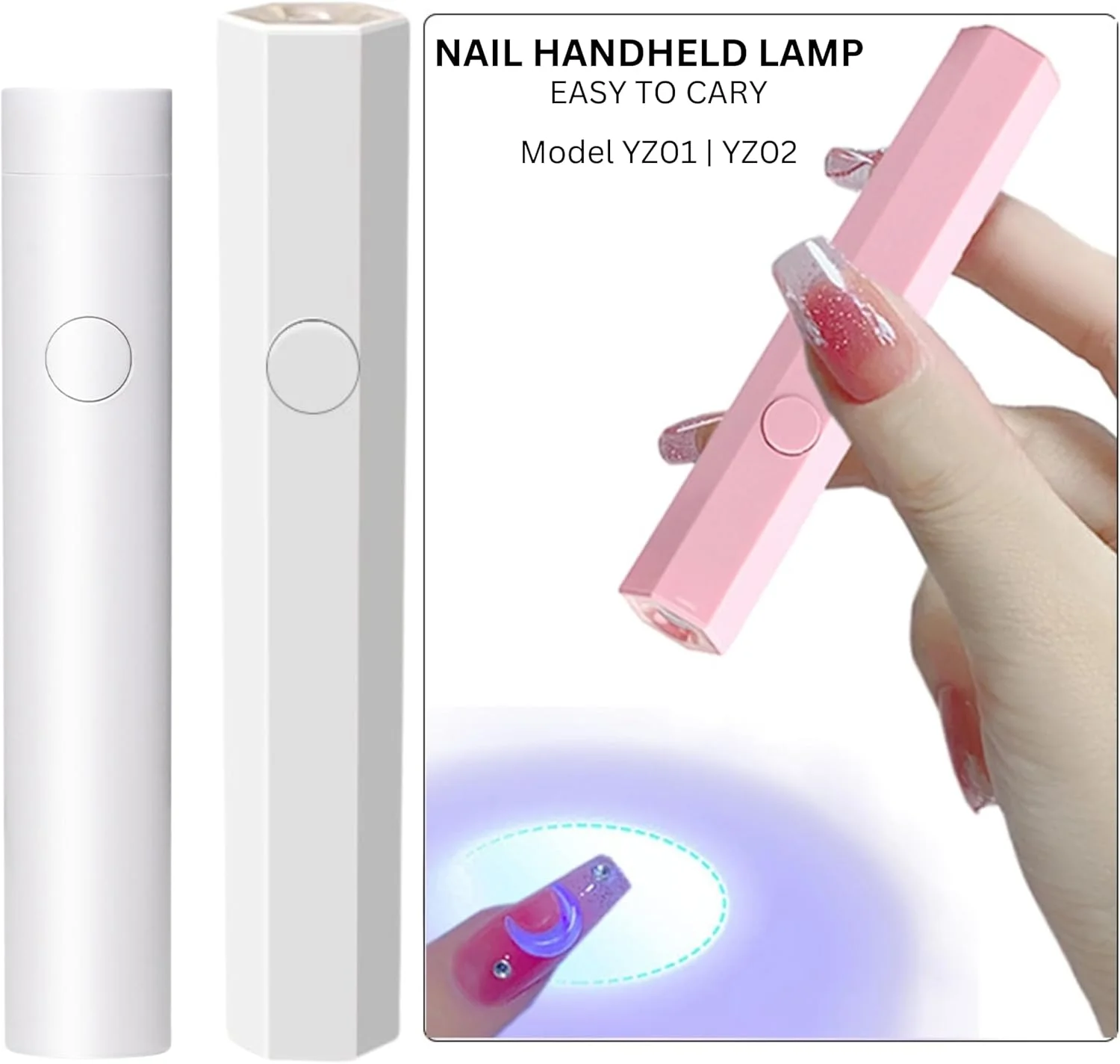 چراغ LED کوچک ناخن قابل حمل گلوبال فشن - خشک کردن سریع لاک ژل، چسب و طراحی ناخن، جمع و جور و سبک با تنظیمات چندگانه تایمر، خاموش شدن خودکار ایمن، طراحی ارگونومیک، تغذیه از طریق USB - دایره (سفید)
