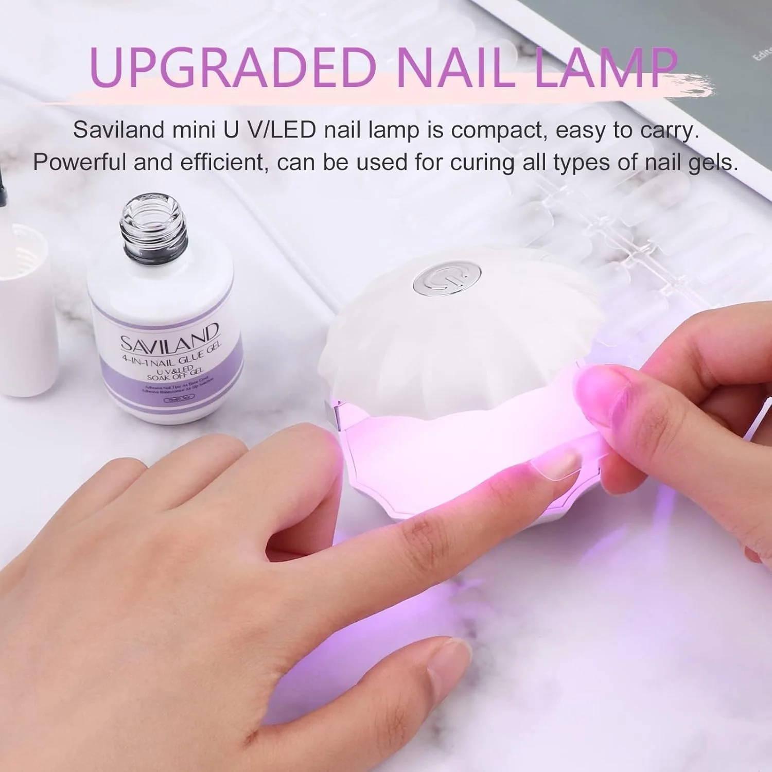 دستگاه مینی UV LED خشک کن ناخن، با سر سیلیکونی قابل حمل و دو لامپ، طراحی حرفه ای شکل صدف، نور UV با USB، خشک کن کوچک لوازم جانبی ناخن برای انواع ژل ناخن