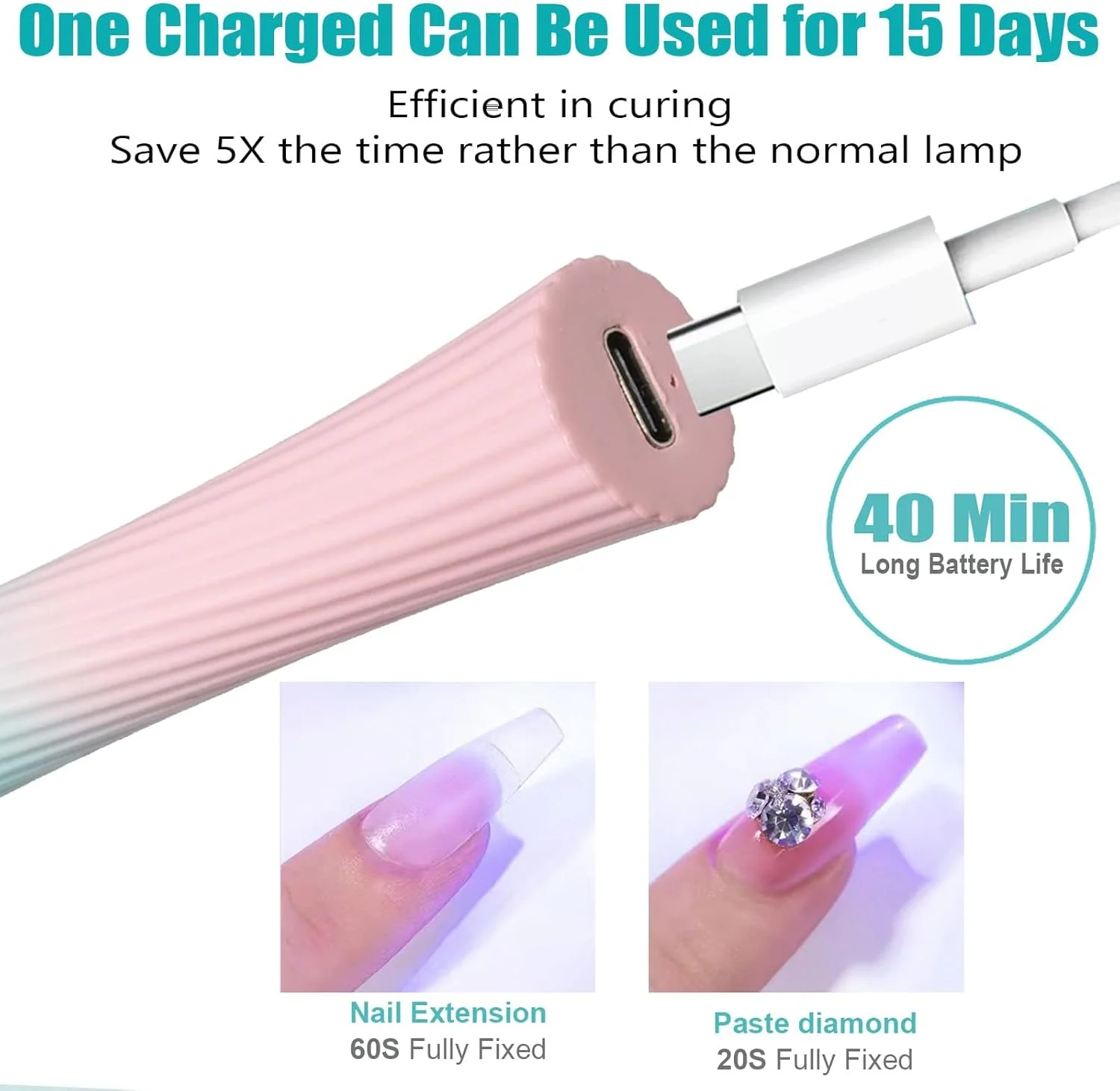 چراغ UV ناخن Azonee مینی برای ناخن های ژلی، چراغ UV دستی برای ناخن، چراغ LED قابل حمل 3W برای خشک کردن لاک ژل، چسب ژل ناخن، چراغ قوه USB برای مانیکور خانگی