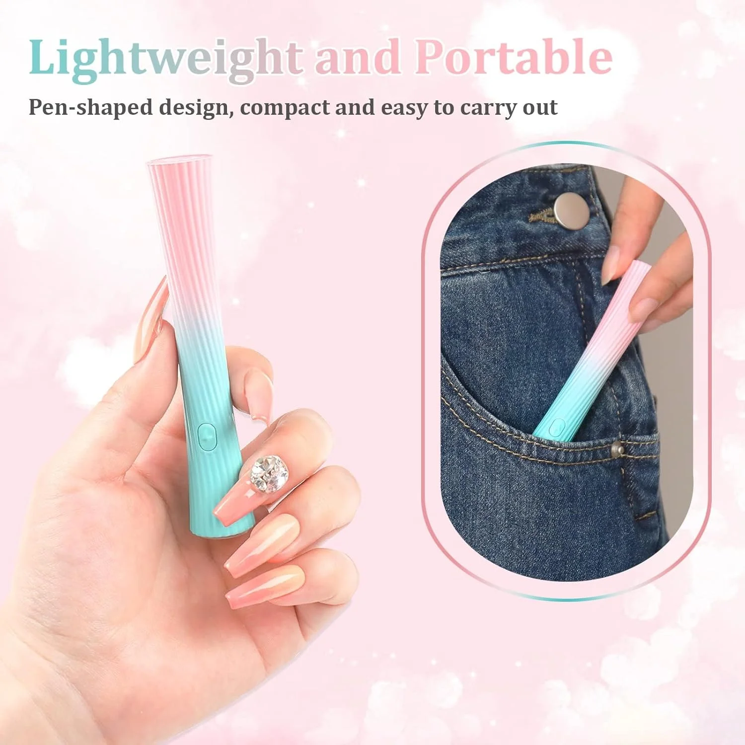 چراغ UV ناخن Azonee، مینی لامپ UV برای ناخن های ژلی، لامپ خشک کن LED 3W قابل حمل کوچک برای لاک ژل، چسب ناخن، خشک کن ناخن USB