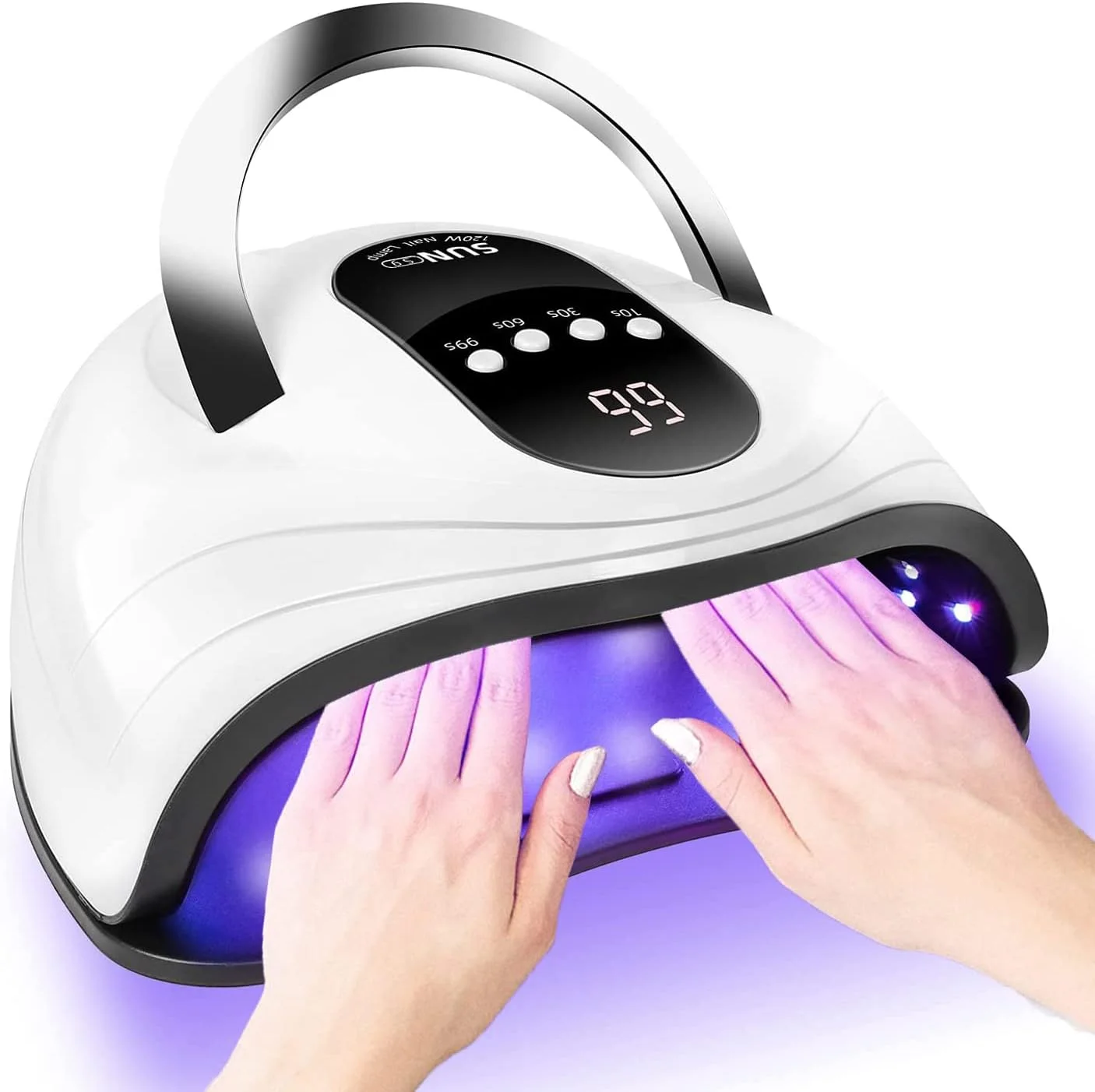 دستگاه خشک کن لاک ژل دلفینو 120 وات LED UV، برای خشک کردن لاک ژل با 4 تنظیم زمان، دستگاه خشک کن سریع و قابل حمل ناخن برای دست و پا، دارای سنسور خودکار مناسب برای خانه و سالن دستگاه خشک کن لاک ژل دلفینو 120 وات LED UV، برای خشک کردن لاک ژل با 4 تنظیم زمان، دستگاه خشک کن سریع و قابل حمل ناخن برای دست و پا، دارای سنسور خودکار مناسب برای خانه و سالن