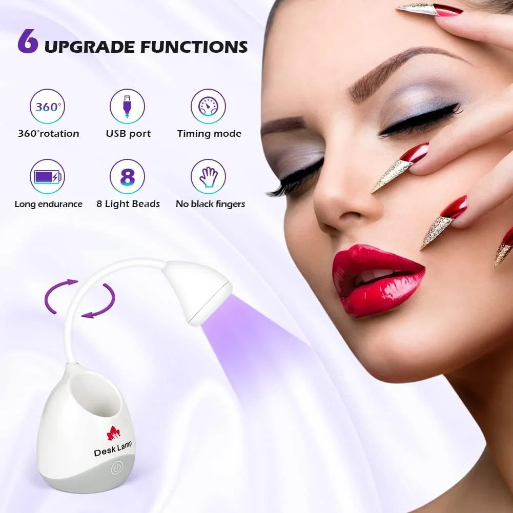 لامپ ناخن LED UV 36 وات، نور UV 360 درجه برای ناخن های ژلی، خشک کن ناخن مینی قابل حمل، لامپ خشک کننده ناخن ژلی UV، لوازم جانبی طراحی ناخن برای مسافرت، منزل و دکوراسیون مانیکور سالن (سفید)