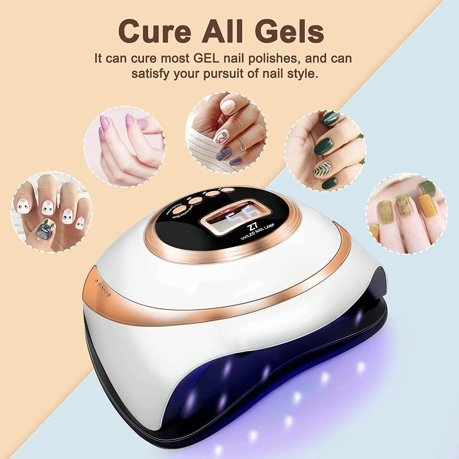 دستگاه خشک کن لاک ناخن LED UV 180 وات با سنسور اتوماتیک/4 تنظیم تایمر، خشک کن سریع لاک ناخن حرفه ای برای لاک ژل ناخن های اکریلیک (طلایی) دستگاه خشک کن لاک ناخن LED UV 180 وات با سنسور اتوماتیک/4 تنظیم تایمر، خشک کن سریع لاک ناخن حرفه ای برای لاک ژل ناخن های اکریلیک (طلایی)