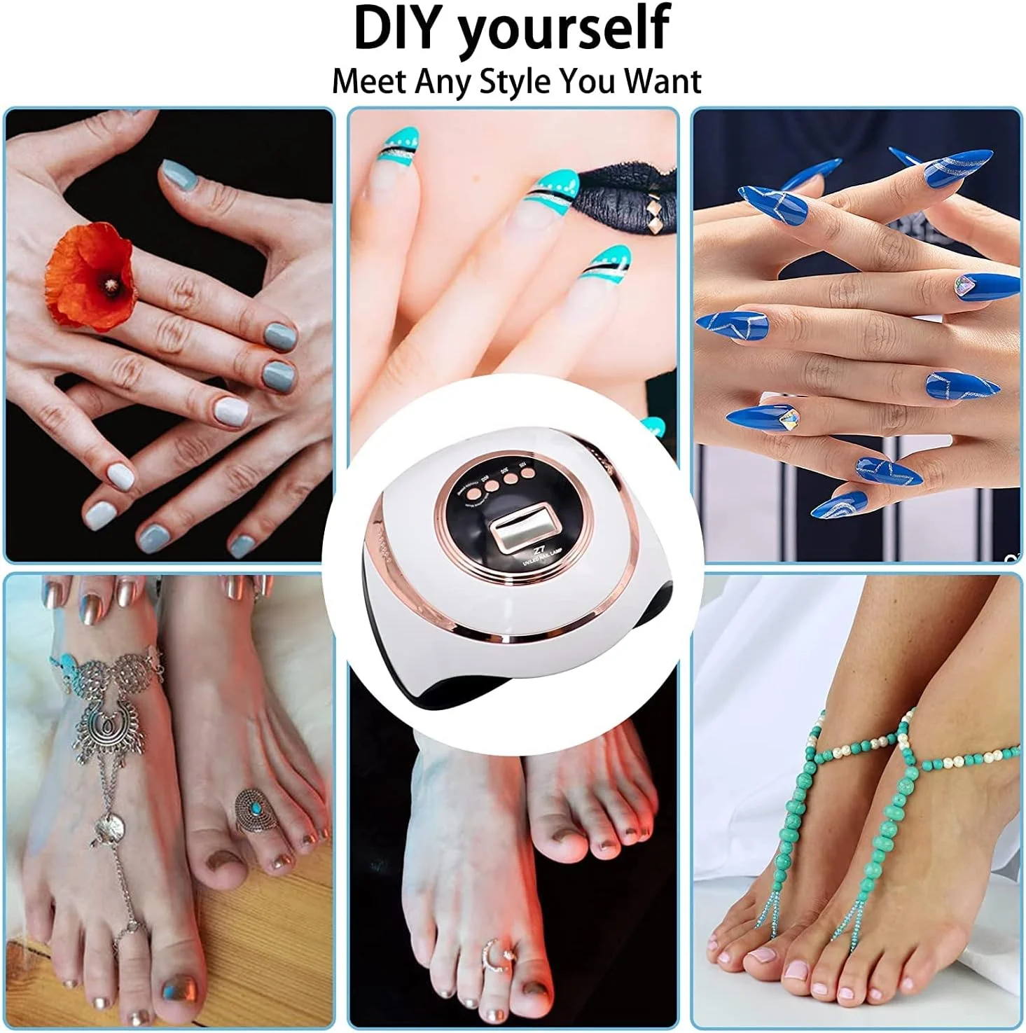 دستگاه خشک کن لاک ناخن LED UV 180 وات با سنسور اتوماتیک/4 تنظیم تایمر، خشک کن سریع لاک ناخن حرفه ای برای لاک ژل ناخن های اکریلیک (طلایی) دستگاه خشک کن لاک ناخن LED UV 180 وات با سنسور اتوماتیک/4 تنظیم تایمر، خشک کن سریع لاک ناخن حرفه ای برای لاک ژل ناخن های اکریلیک (طلایی)