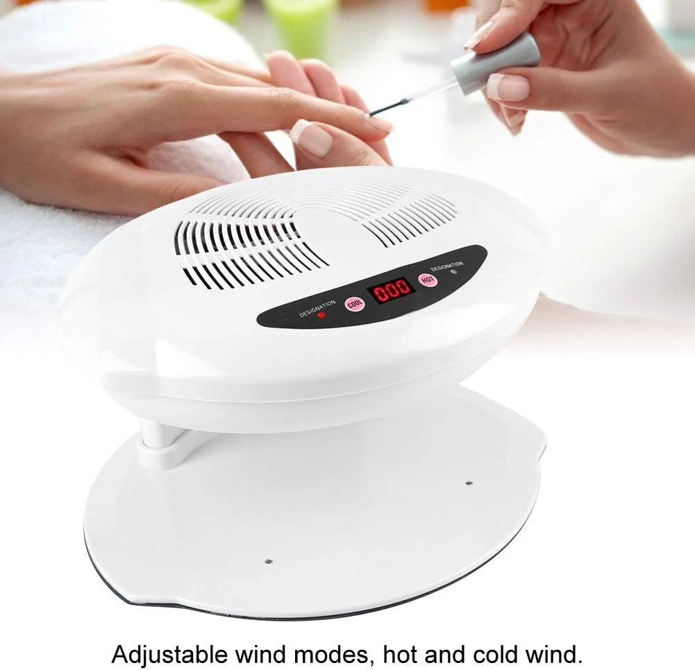 خشک کن ناخن، خشک کن ناخن با هوای گرم و سرد، ابزار مانیکور، دستگاه خشک کن لاک ناخن برای لاک معمولی، سفید، دوشاخه بریتانیایی 220 ولت