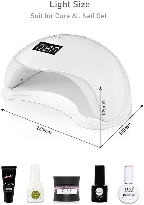 دستگاه خشک کن لاک ژل یو وی ال ای دی 48 وات با سنسور هوشمند، تایمر 10/30/60/99 ثانیه | نور کیورینگ حرفه ای مانیکور و پدیکور برای ناخن