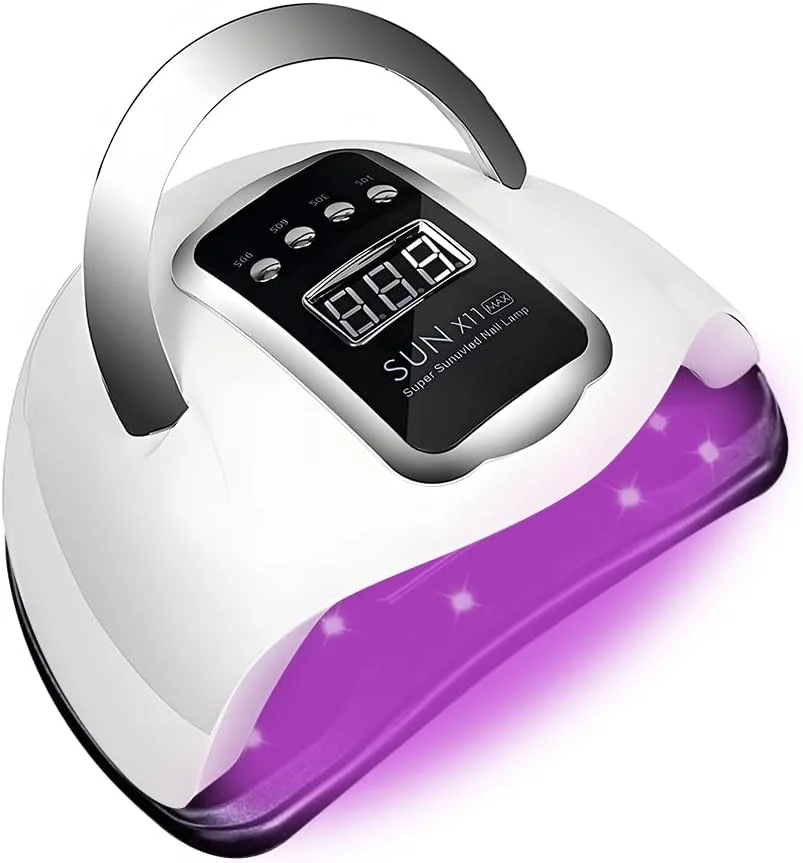 لامپ UV 280 واتی برای خشک کردن لاک ژل ناخن، لامپ حرفه ای ناخن، نور UV قرمز برای ناخن با 66 لامپ LED، لامپ ژل LED با حسگر خودکار، ابزار خشک کن قابل حمل هنر ناخن با 4 تنظیم تایمر