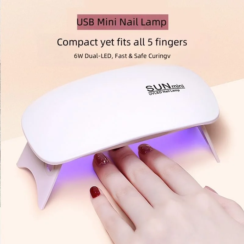 چراغ LED ناخن، خشک کن لاک ژل، نور UV برای ناخن، لامپ مینی USB قابل حمل 6 وات، هدیه برای بانوان، مناسب استفاده خانگی، سفید