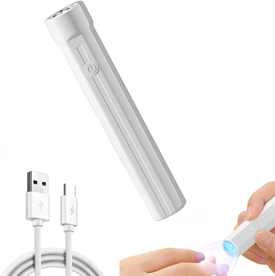 چراغ UV دستی Azonee، چراغ UV کوچک برای ناخن های ژلی، چراغ قوه خشک کن ناخن قابل شارژ LED، چراغ ژلی برای خشک کردن چسب ناخن و نگین، چراغ قوه قابل حمل USB برای طراحی ناخن در خانه و مانیکور DIY