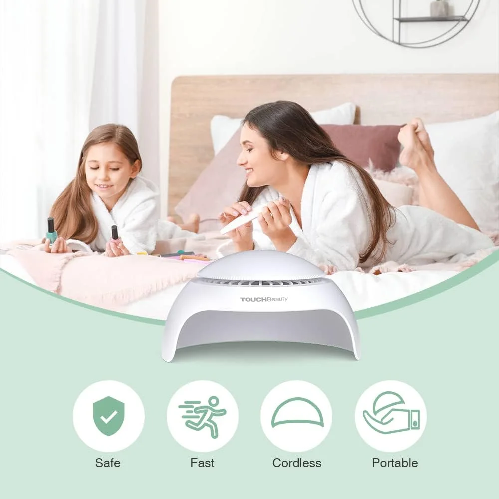 خشک کن ناخن تاچ بیوتی برای کودکان، نوجوانان و مبتدیان: خشک کن ناخن ایمن برای لاک معمولی با فن و چراغ، با باتری کار می کند - نسخه بدون برنزه شدن دست