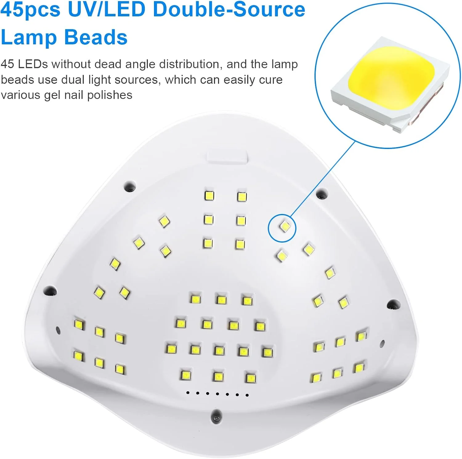 دستگاه خشک کن لاک ژل ناخن فنشاین UV LED، 220 وات با نگهدارنده تلفن، دستگاه خشک کن حرفه ای لاک ژل با 4 تنظیم تایمر، سنسور خودکار 45 لامپ برای طراحی هنر ناخن