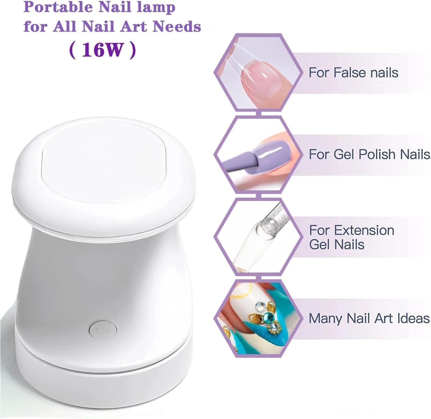 چراغ ناخن مینی MAGIC ARMOR 16w UV، خشک کن لاک ناخن قابل حمل، مناسب برای استفاده از چسب ناخن ژلی، ژل بیلدر و ناخن های مصنوعی