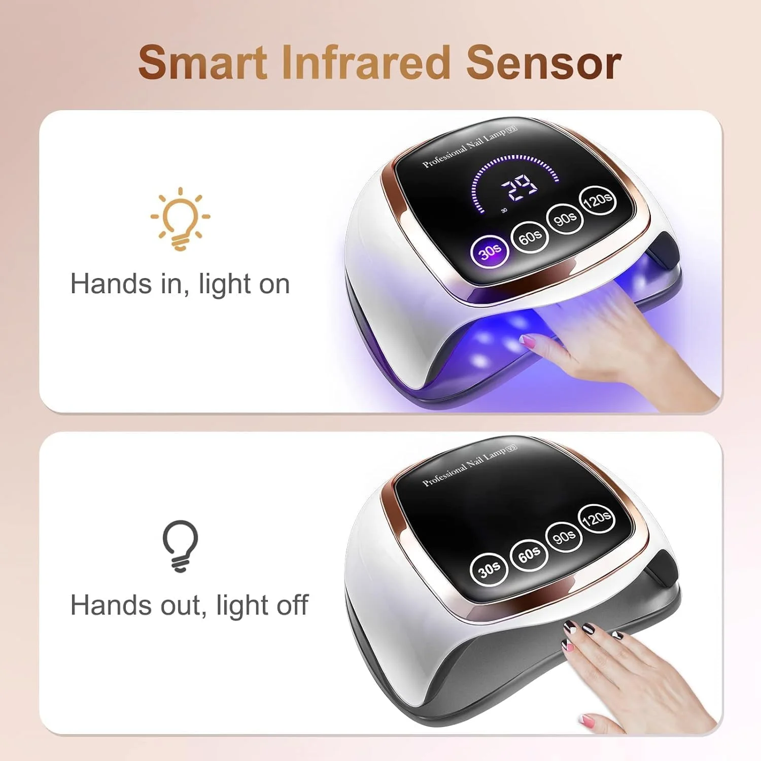 دستگاه خشک کن لاک ناخن UV LED گوگوشور 168 وات، مناسب برای استفاده در منزل و سالن، دارای سنسور اتوماتیک و 4 تنظیم تایمر، ابزار حرفه ای طراحی ناخن