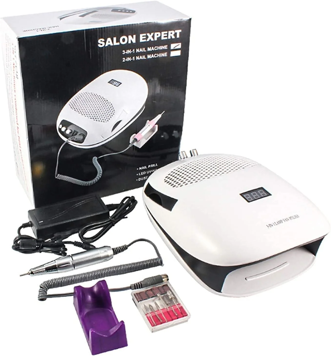 دستگاه مانیکور ناخن 3 در 1 140 وات با لامپ UV LED، جاروبرقی جمع کننده گرد و غبار ناخن و فن استخراج برقی برای ابزار طراحی ناخن اکریلیک