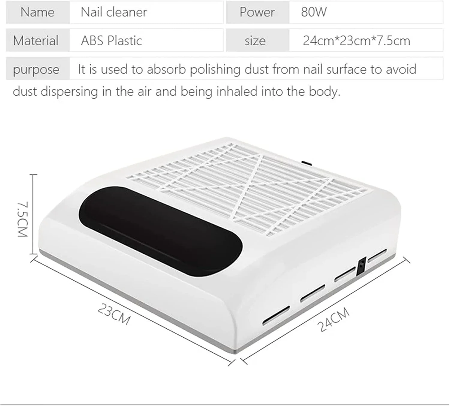 دستگاه جمع کننده گرد و غبار ناخن TISTIK 80W، فن مکنده گرد و غبار ناخن، ابزار مانیکور با فیلتر، قدرت بالا، ابزار هنری برای مانیکور، فیلتر ناخن حرفه ای (رنگ: صورتی)