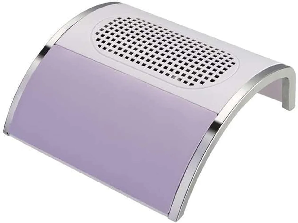 دستگاه جمع کننده گرد و غبار ناخن، دستگاه مکنده برقی 80 واتی رومیزی با دو فن، قدرت بالا برای مانیکور، فیلتر حرفه ای ناخن (بنفش)