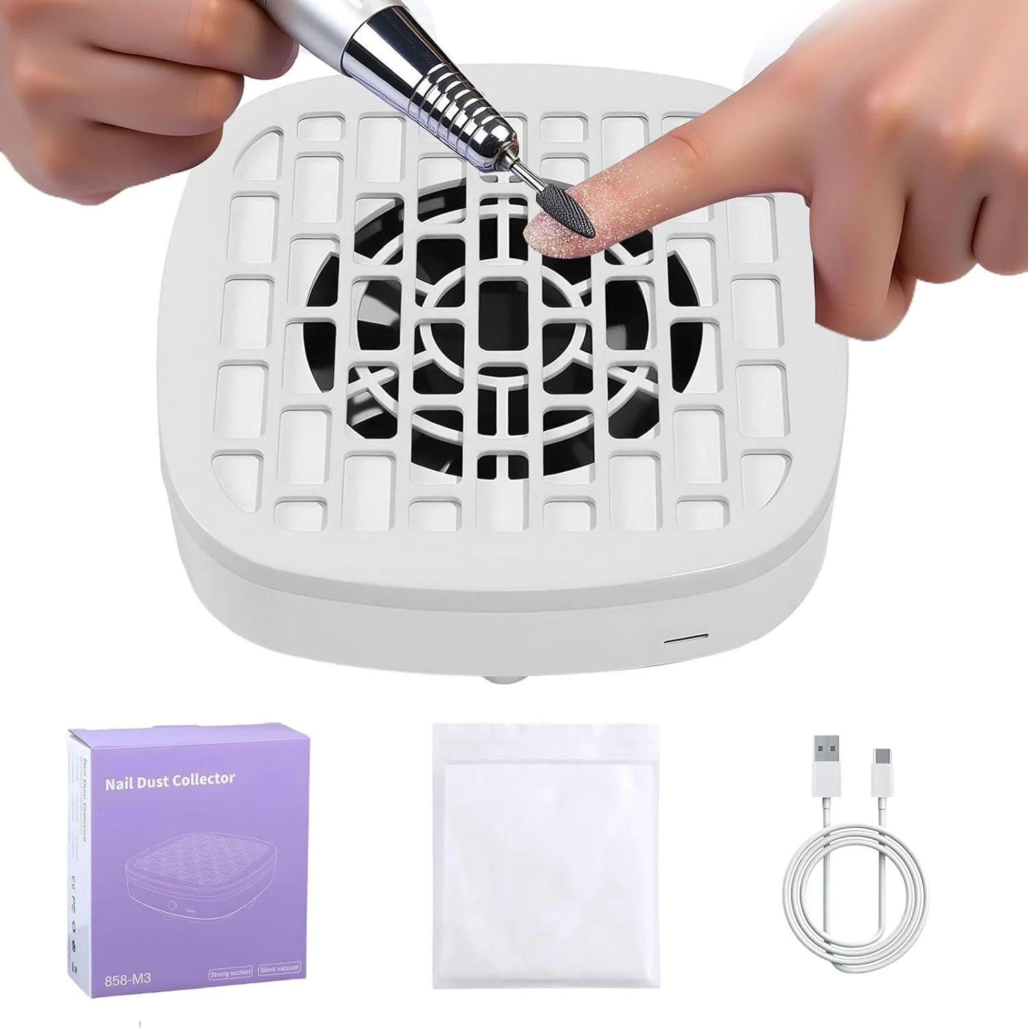 دستگاه جمع کننده گرد و غبار ناخن - فن کم صدا، ابزار تمیز کننده قابل حمل برای مانیکور، مناسب برای مبتدیان، بانوان، منزل، استودیو، سالن، میز و پولیش دستگاه جمع کننده گرد و غبار ناخن - فن کم صدا، ابزار تمیز کننده قابل حمل برای مانیکور، مناسب برای مبتدیان، بانوان، منزل، استودیو، سالن، میز و پولیش