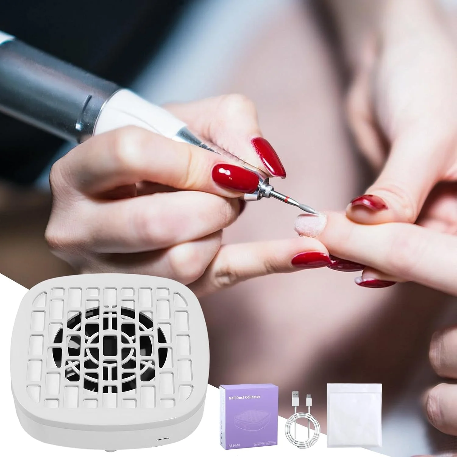 دستگاه جمع کننده گرد و غبار ناخن - فن کم صدا، ابزار تمیز کننده قابل حمل برای مانیکور، مناسب برای مبتدیان، بانوان، منزل، استودیو، سالن، میز و پولیش