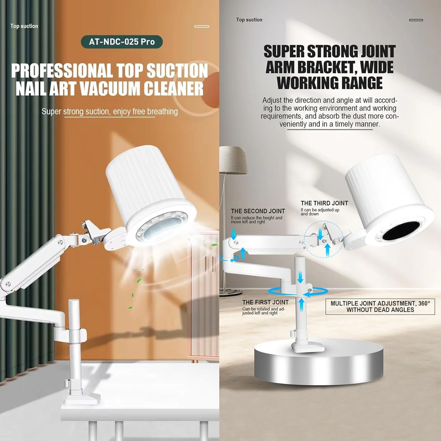 دستگاه جمع کننده گرد و غبار ناخن رومیزی، دستگاه مکش گرد و غبار ناخن با صدای کم، جاروبرقی ناخن با LED، فیلتر مغناطیسی جداشدنی جمع کننده گرد و غبار ناخن، دستگاه استخراج گرد و غبار ناخن، 1