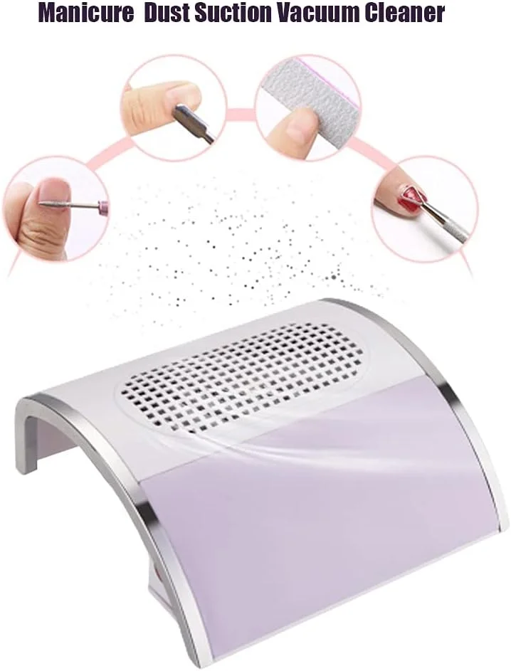دستگاه جمع کننده گرد و غبار ناخن 80 وات با نور مخصوص طراحی ناخن، مناسب برای مانیکور، فن مکنده گرد و غبار ناخن، ابزار جمع آوری گرد و غبار (رنگ: سفید)