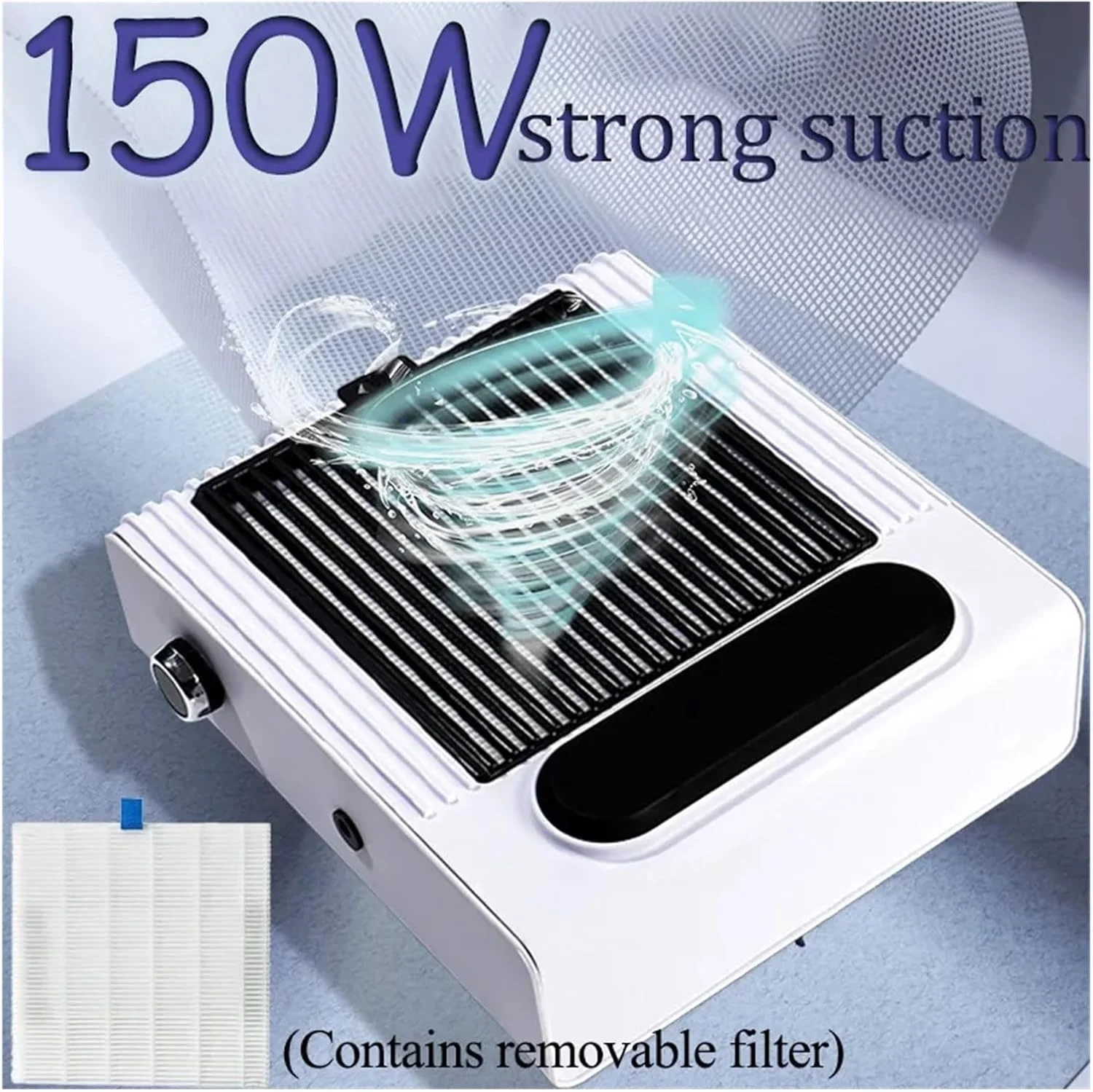 دستگاه جمع کننده گرد و غبار ناخن 150 واتی با مکش قوی برای مانیکور با فیلتر قابل جابجایی و فن مکنده قابل تنظیم (سفید) دستگاه جمع کننده گرد و غبار ناخن 150 واتی با مکش قوی برای مانیکور با فیلتر قابل جابجایی و فن مکنده قابل تنظیم (سفید)