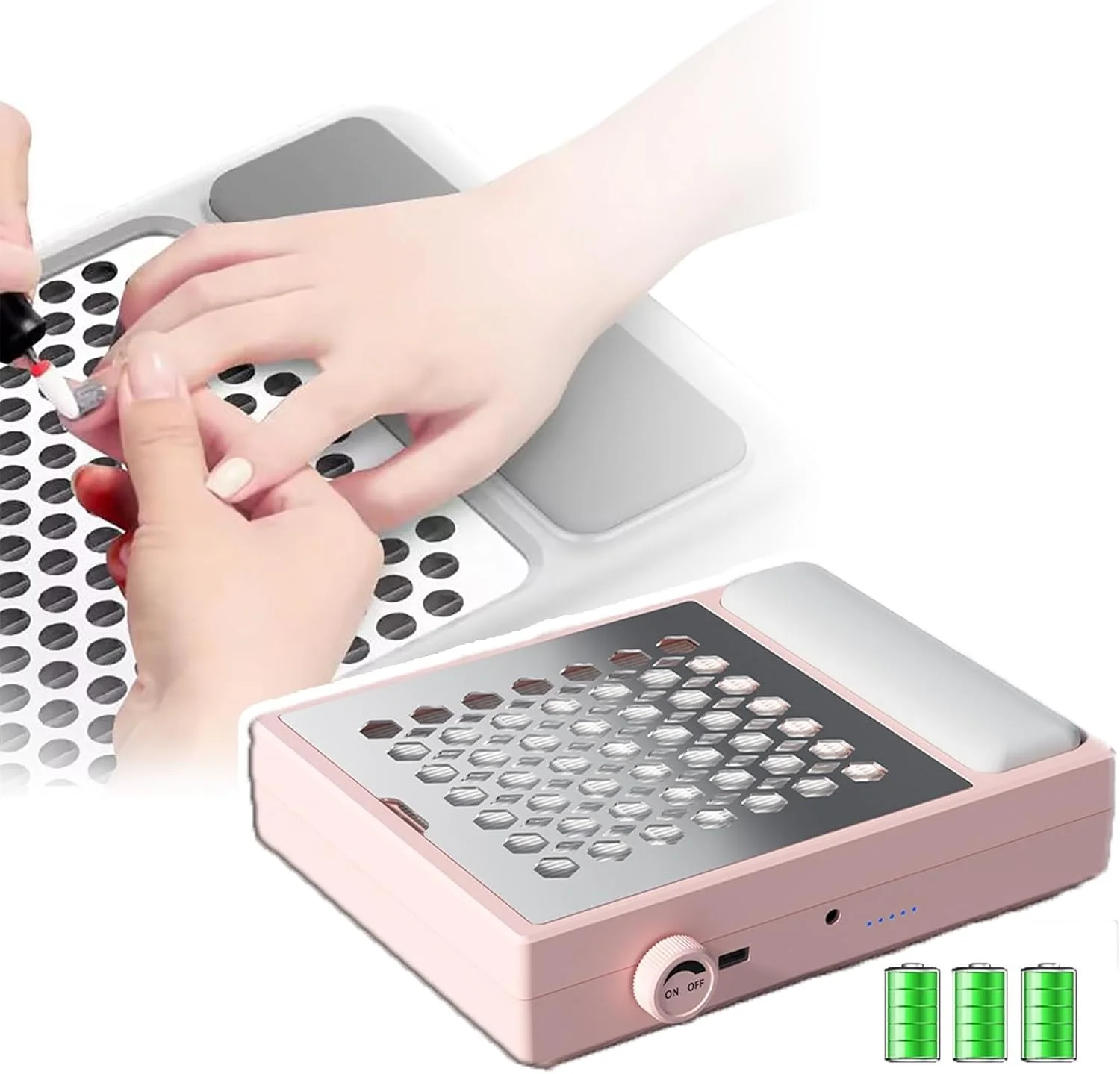 دستگاه جمع کننده گرد و غبار ناخن حرفه ای X&Z-XAOY مدل 56W به همراه فیلتر، فن ناخن و ابزار سالن آرایش ناخن (رنگ: صورتی)