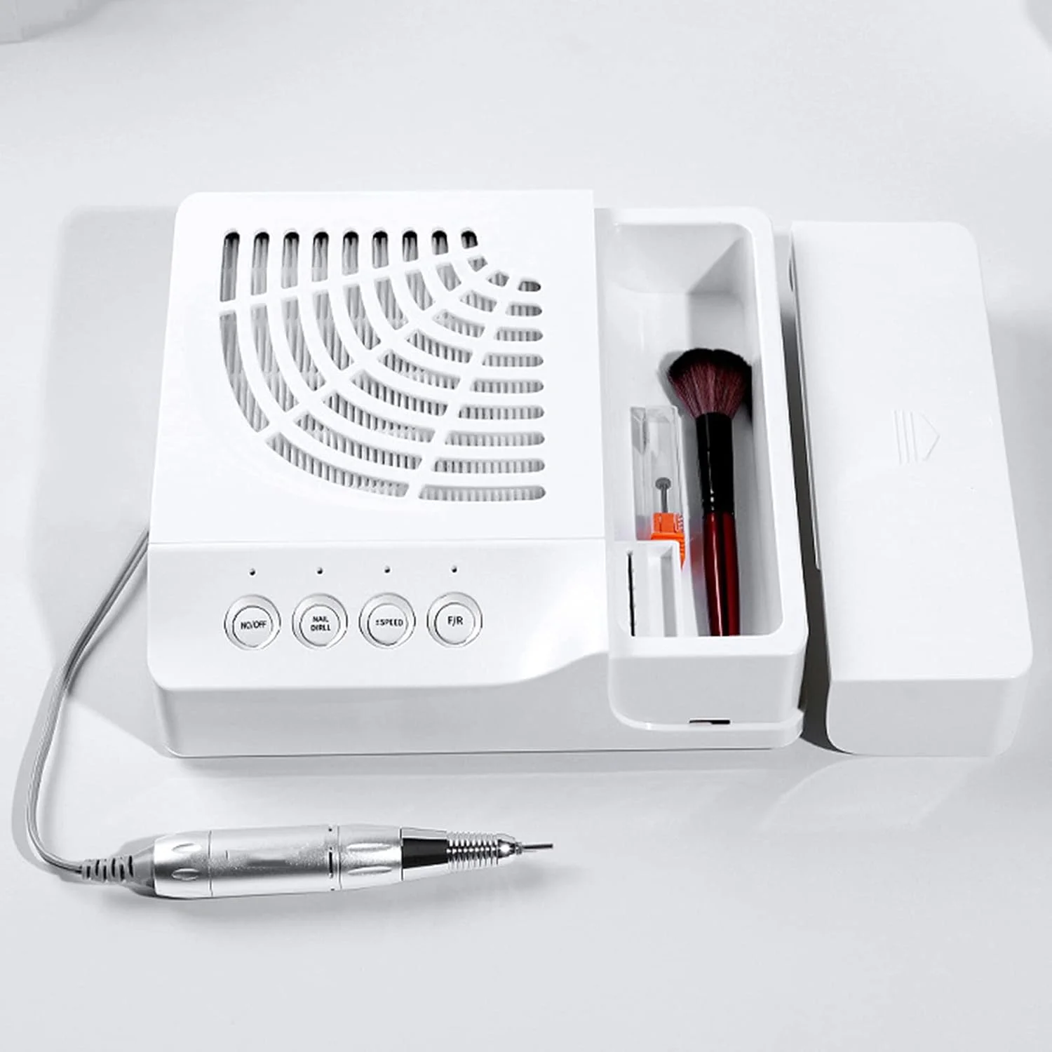 دستگاه جمع کننده گرد و غبار ناخن، تمیز کننده گرد و غبار مکنده حرفه ای، با 2 فیلتر قابل استفاده مجدد، فن مکنده ناخن قدرتمند 60 وات، ابزار مانیکور جمع کننده گرد و غبار برقی، برای ناخن های اکریلیک