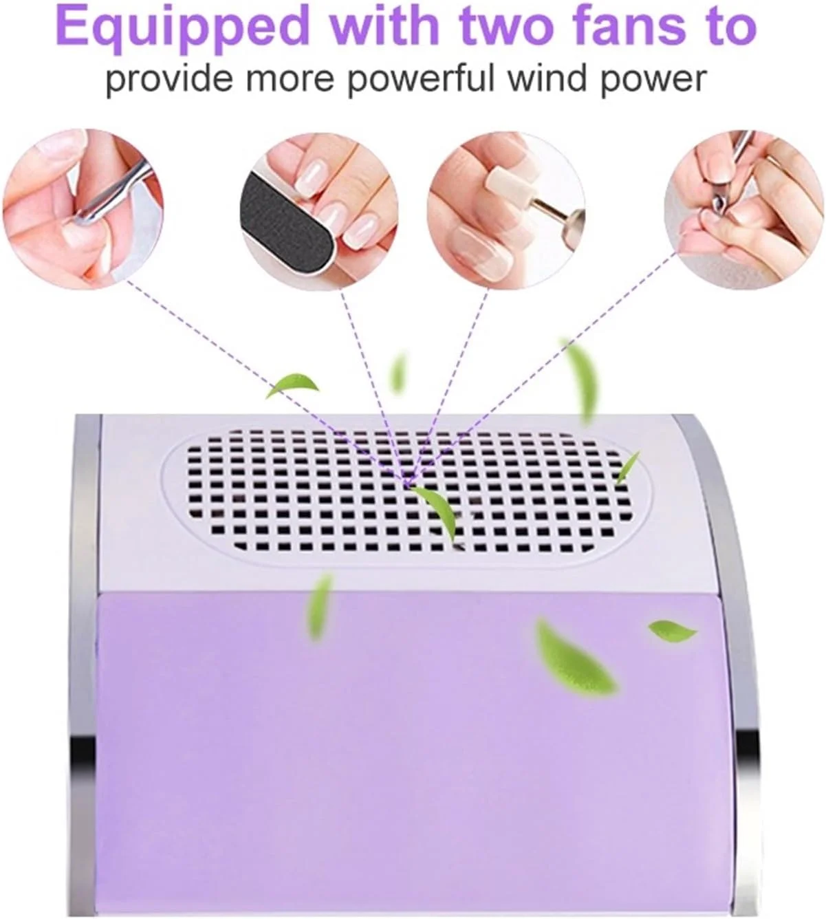 دستگاه مکنده گرد و غبار ناخن 80 وات با قدرت بالا و صدای کم، مناسب برای جمع آوری و جذب گرد و غبار ناشی از لاک ژل و سوهان کشی