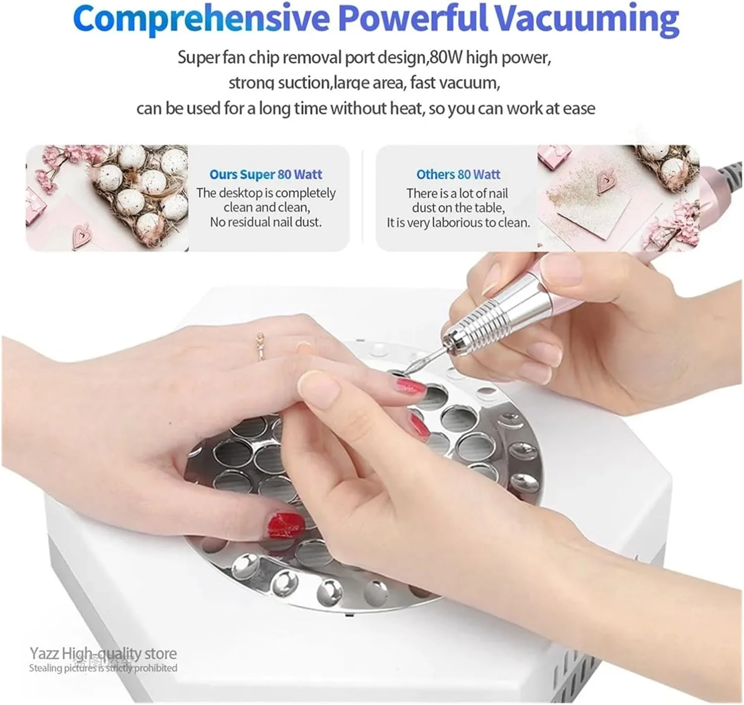 دستگاه مکنده گرد و غبار ناخن 80 وات با قدرت مکش بالا، سرعت قابل تنظیم، دارای فیلتر، مناسب برای مانیکور و سالن دستگاه مکنده گرد و غبار ناخن 80 وات با قدرت مکش بالا، سرعت قابل تنظیم، دارای فیلتر، مناسب برای مانیکور و سالن