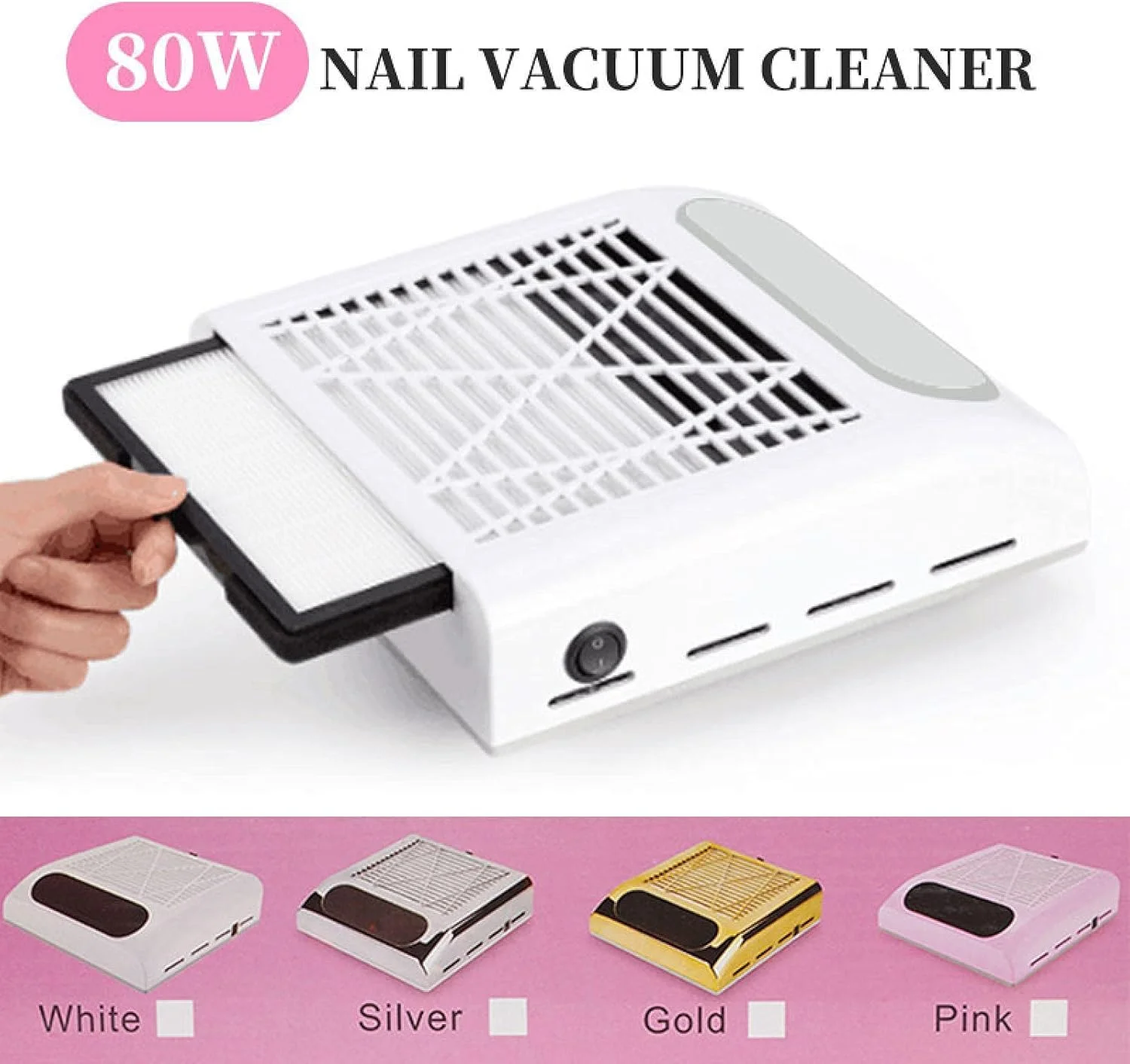 دستگاه طراحی ناخن، جمع کننده گرد و غبار ناخن، فن 80 واتی جاروبرقی با فیلتر، ابزار قدرتمند طراحی ناخن، جاروبرقی برقی ناخن USPlugwhite دستگاه طراحی ناخن، جمع کننده گرد و غبار ناخن، فن 80 واتی جاروبرقی با فیلتر، ابزار قدرتمند طراحی ناخن، جاروبرقی برقی ناخن USPlugwhite