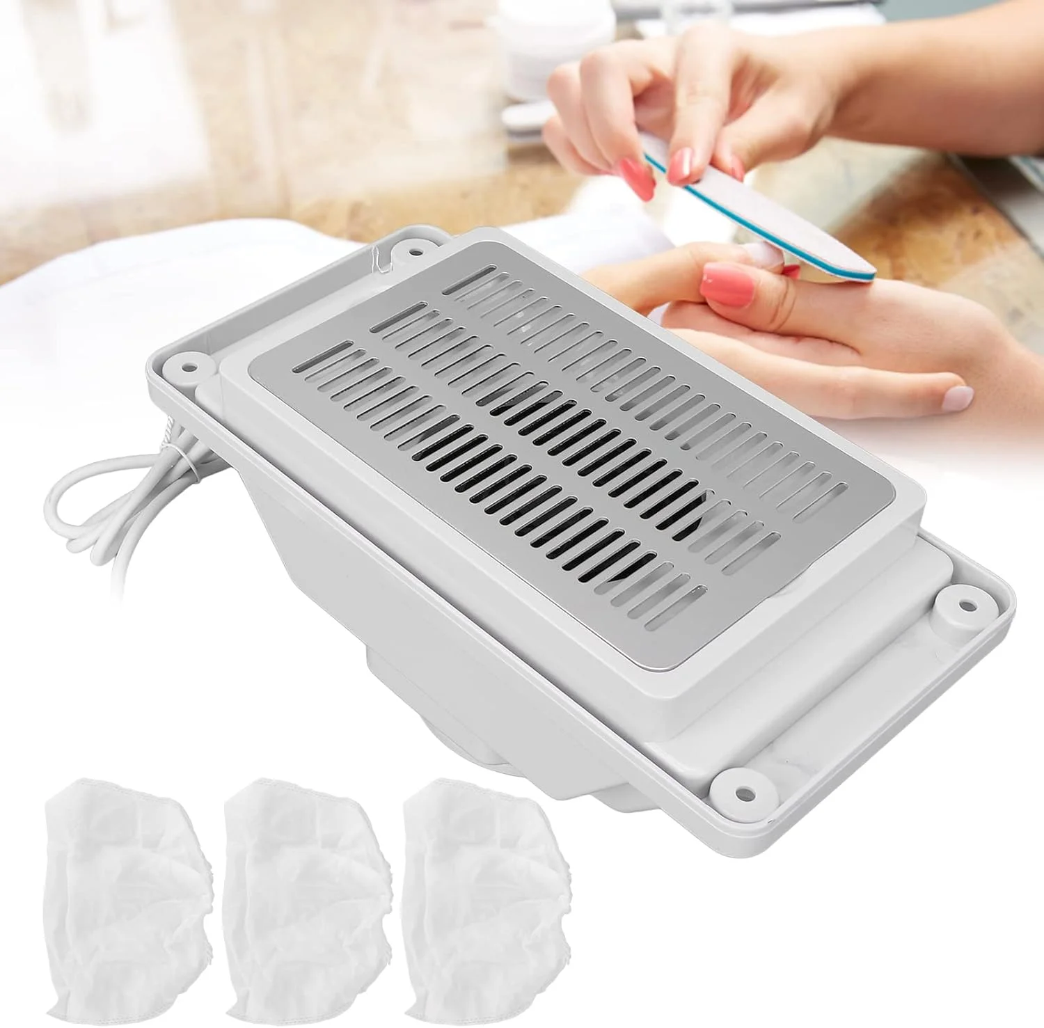 دستگاه جمع کننده گرد و غبار ناخن، فن مکنده قوی برای لاک ژل و کاشت ناخن با 3 کیسه