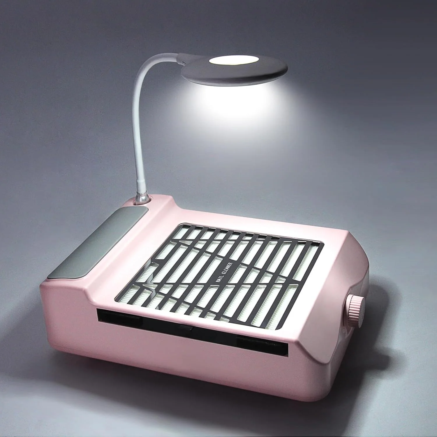 دستگاه جمع کننده گرد و غبار ناخن AONOLOVO، مکش قابل تنظیم، فن حرفه ای جمع کننده گرد و غبار ناخن با نور، دستگاه مکنده برقی برای از بین بردن ناخن های اکریلیک، صورتی